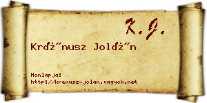 Krénusz Jolán névjegykártya