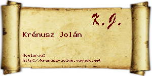 Krénusz Jolán névjegykártya